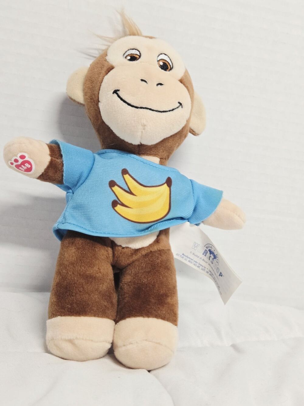 Build a Bear Smiley Monkey II Stuffed Toy Animal Plush Banana Shirt Retired
